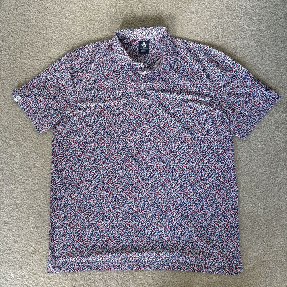 Donald Ross Golf Polo Mens XL White Red Blue Stars TPC Prestancia